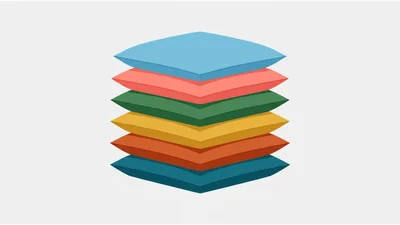 Stack Of Colorful Square Pillows On White Background