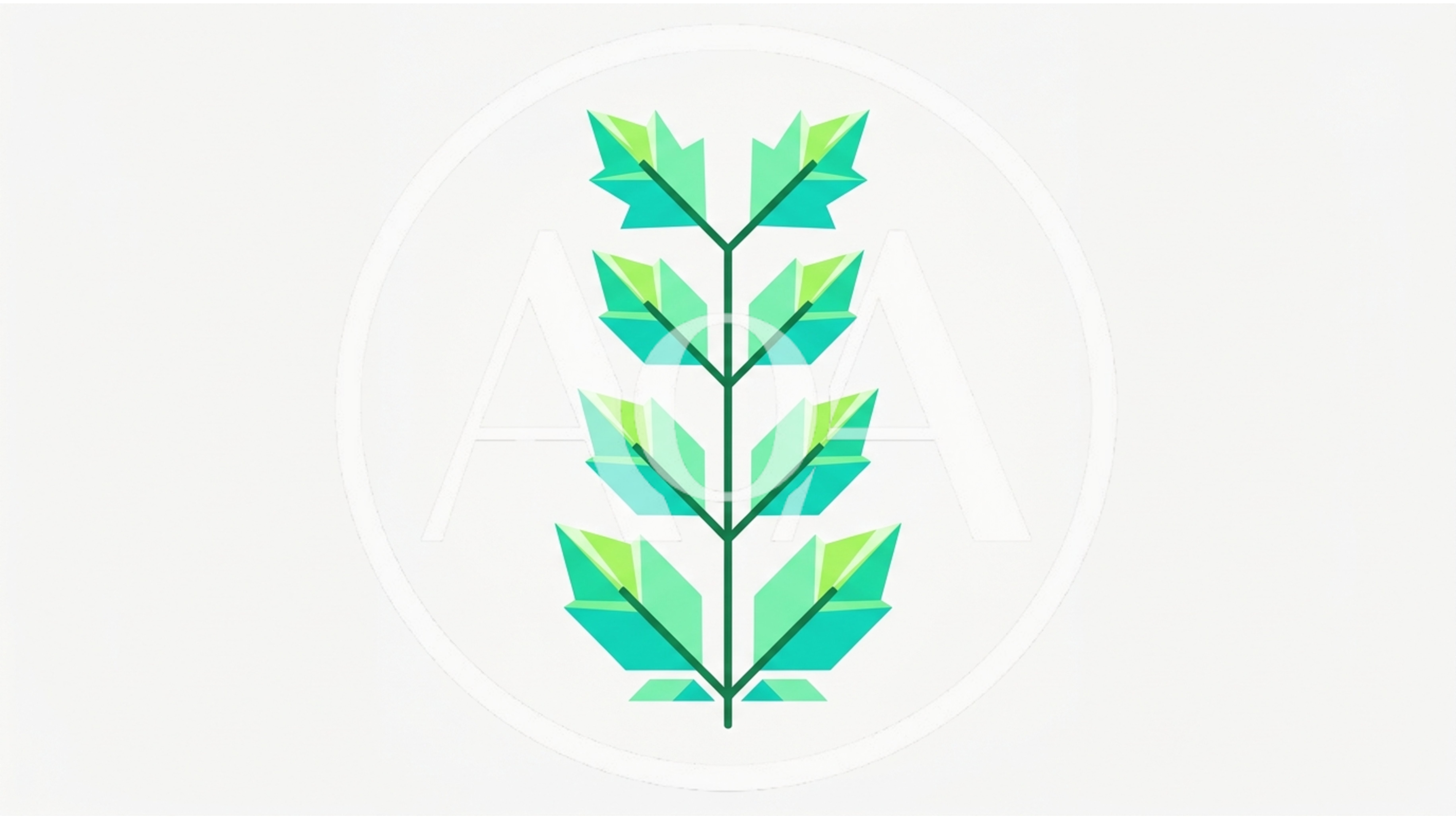Geometric Stylized Green Leaf Branch Illustration