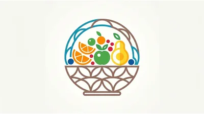 Minimalist Fruit Basket Vector Illustration