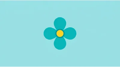 Minimalist Teal Flower Icon On Light Blue Background