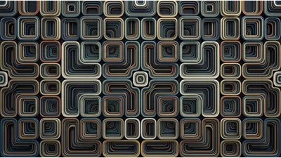 Abstract Geometric Pattern With Layered Rounded Rectangles