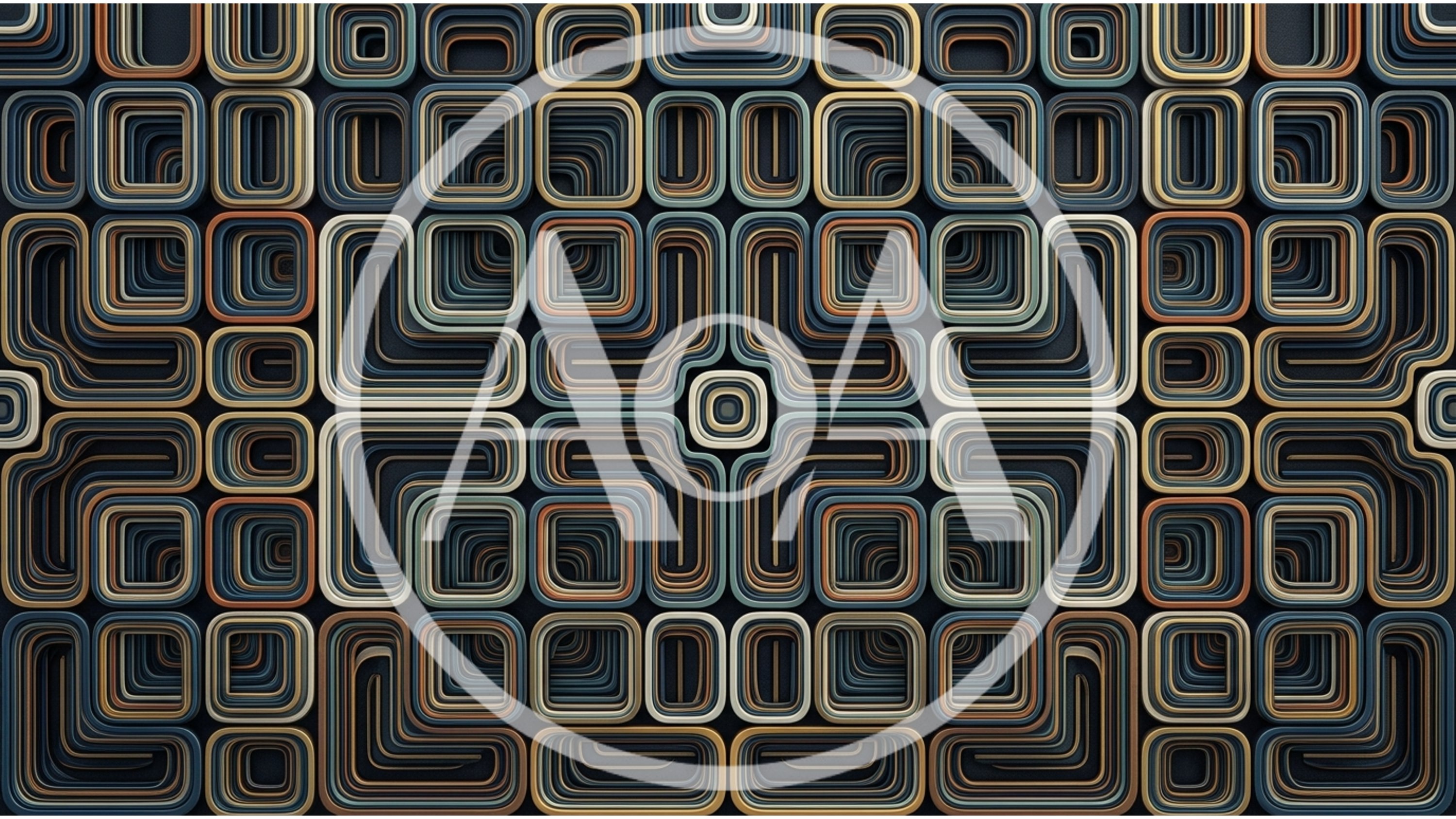 Abstract Geometric Pattern With Layered Rounded Rectangles