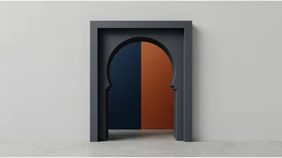 Minimalist Archway With Split Color Background