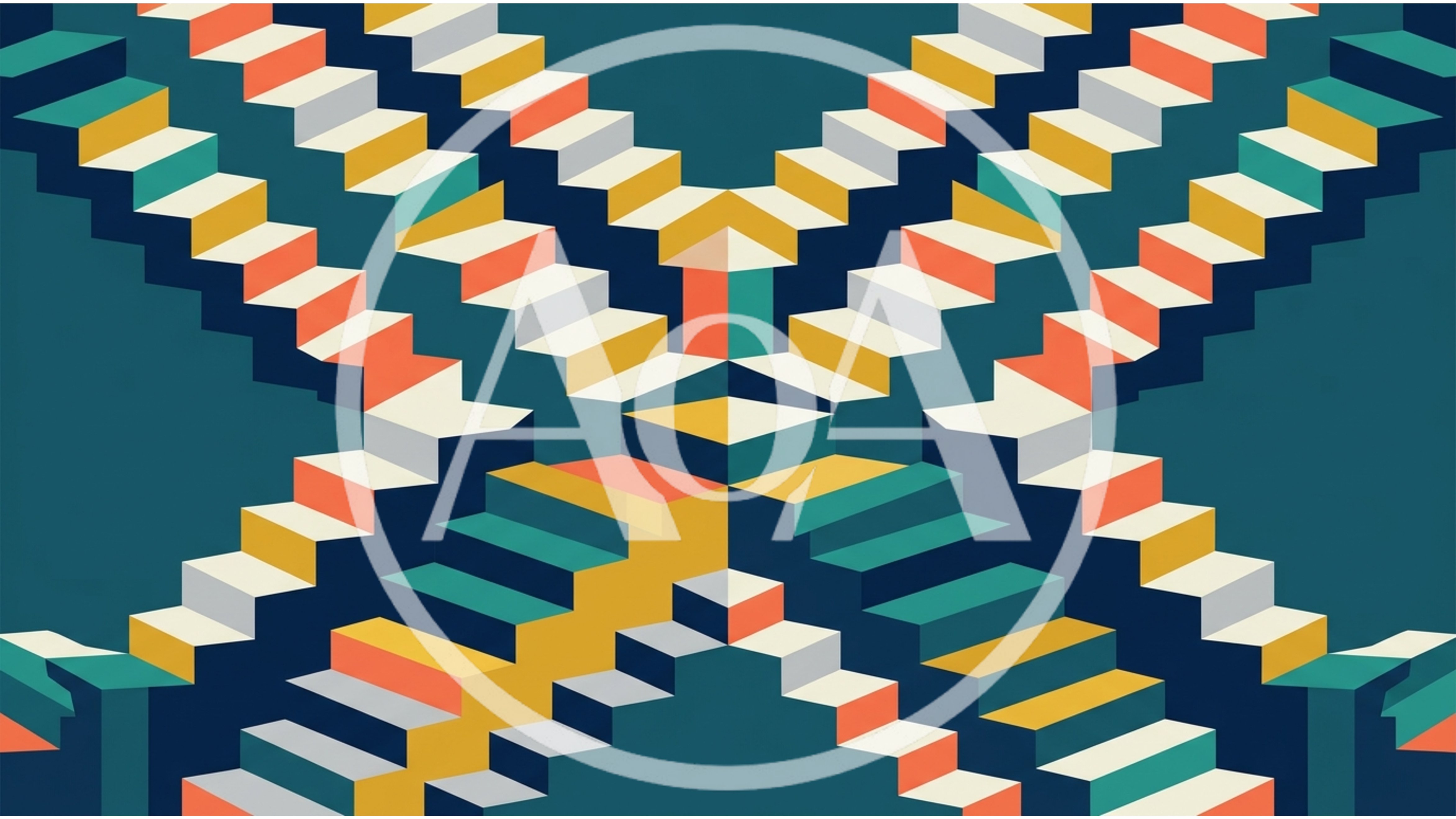 Abstract Isometric Staircase Pattern In Geometric Style