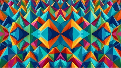 Abstract Geometric Pattern With Colorful 3D Pyramids