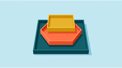 Stacked Geometric Trays on Light Blue Background