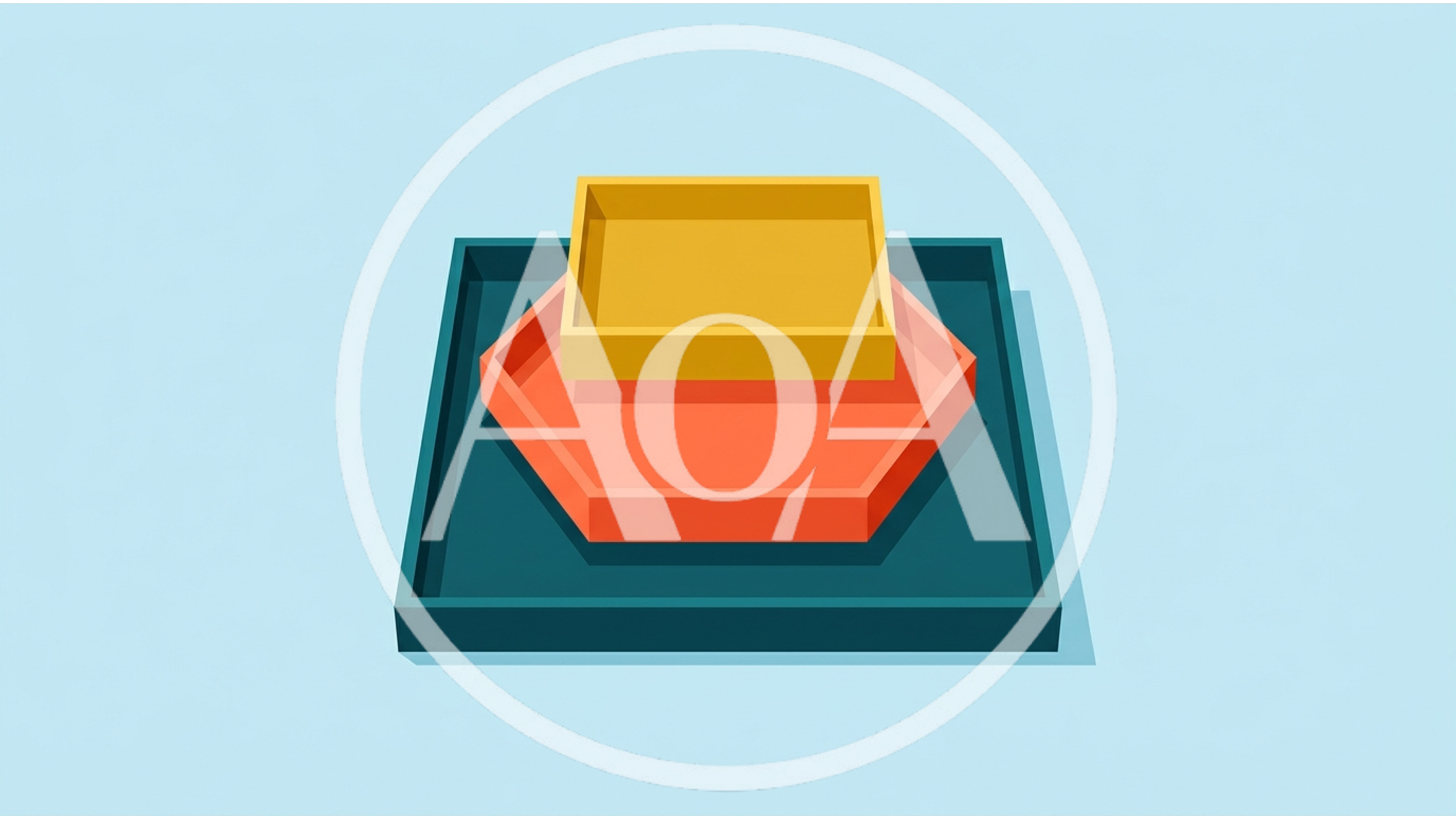 Stacked Geometric Trays on Light Blue Background