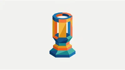 Abstract Geometric Trophy Icon Illustration