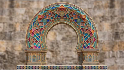 Ornate Islamic Style Archway With Intricate Geometric Patterns