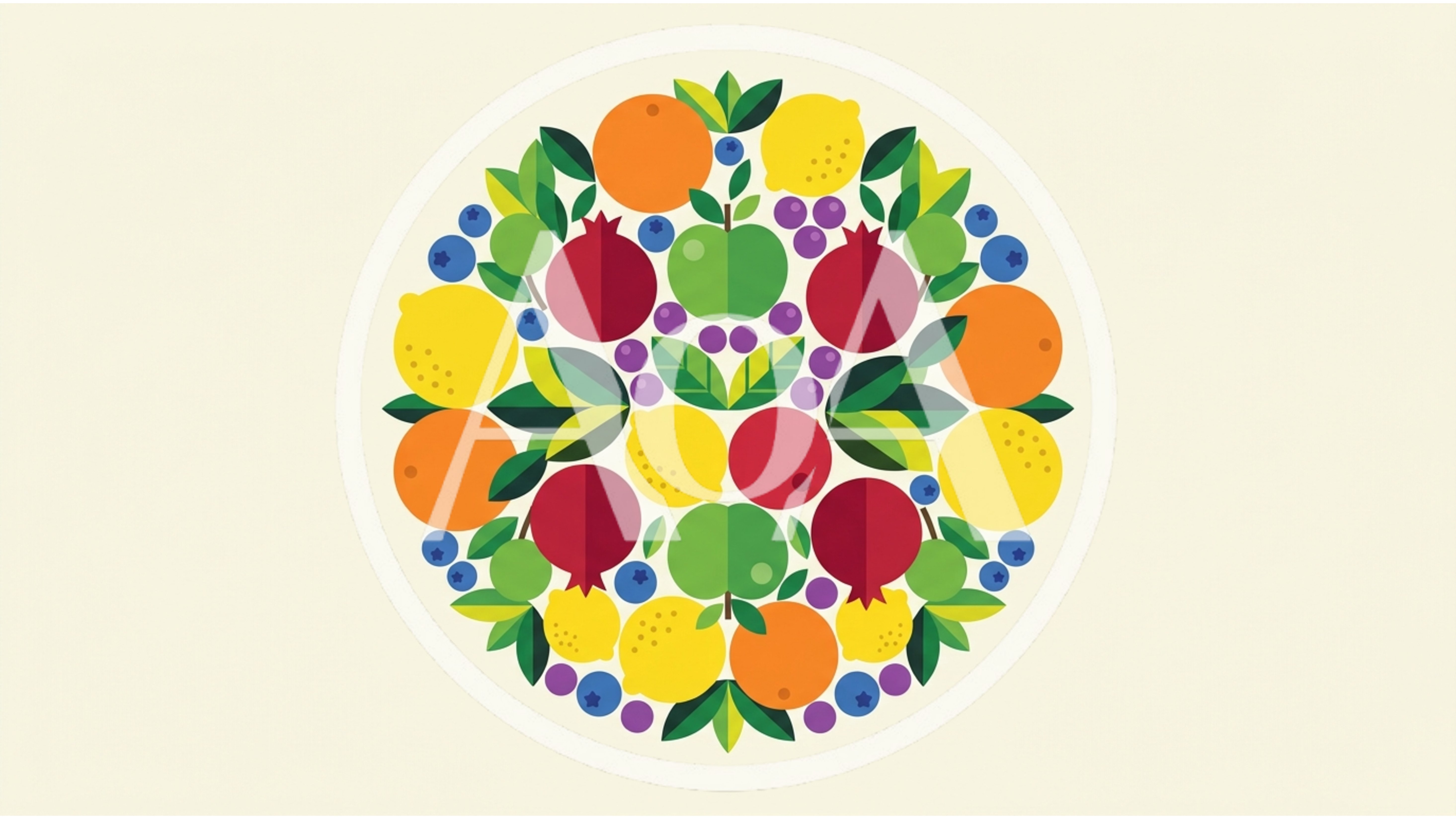 Flat Vector Illustration Of A Circular Fruit Arrangement