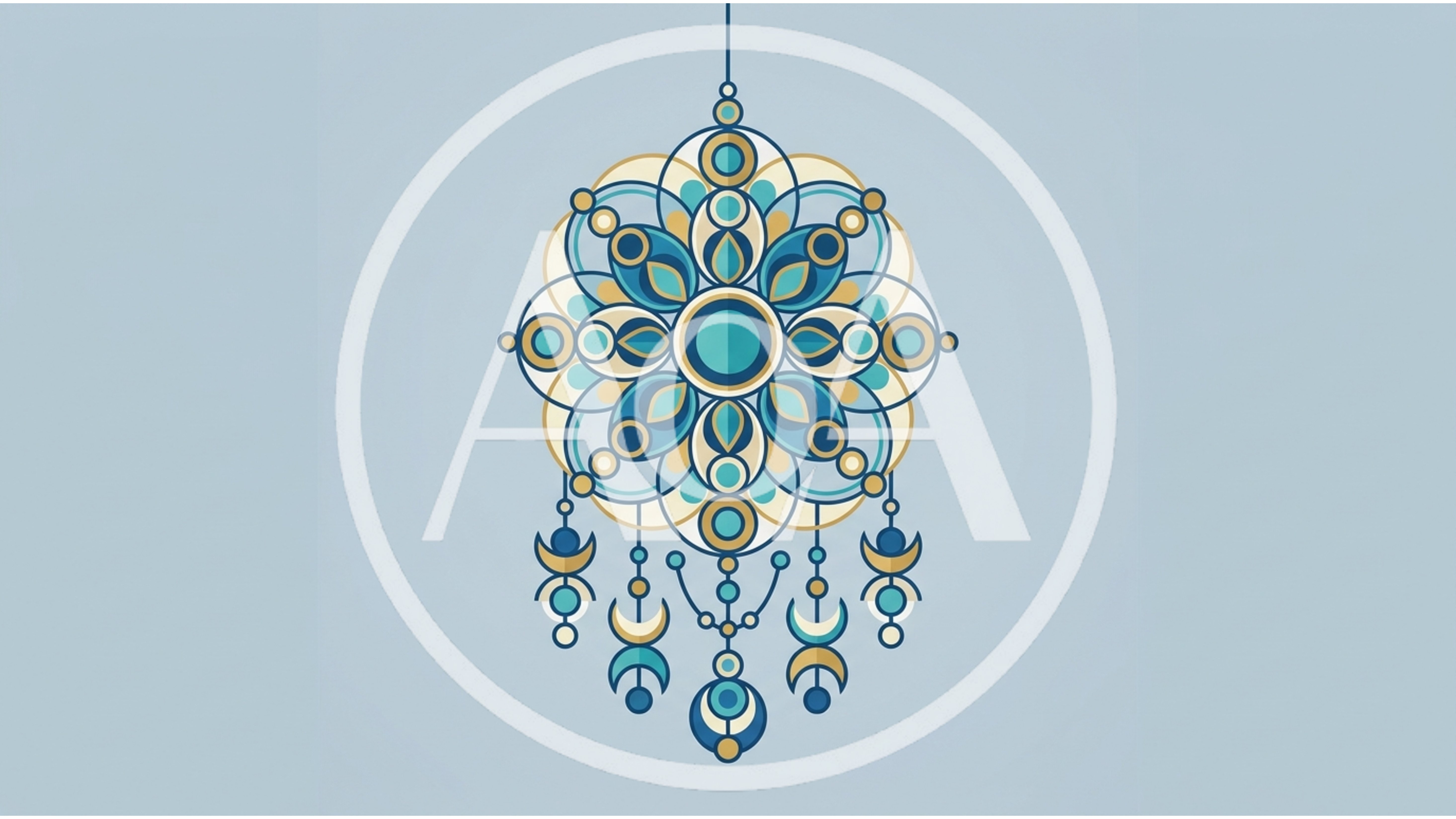 Geometric Mandala Dreamcatcher Illustration On Blue Background