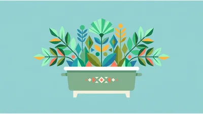 Flat Vector Illustration Of Potted Decorative Plant