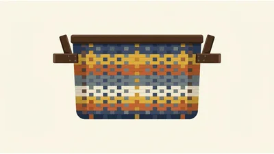 Woven Basket Illustration With Geometric Pattern