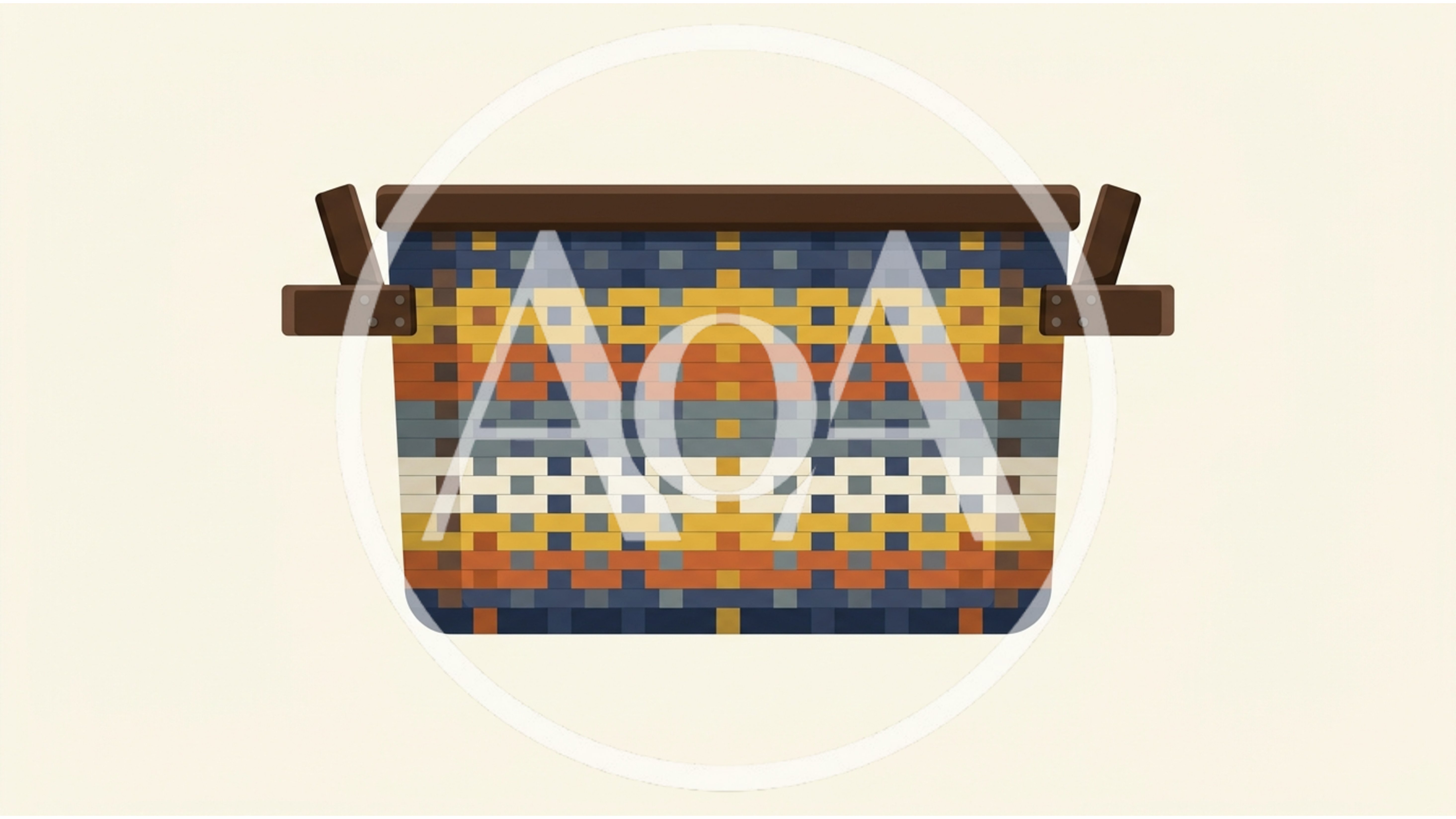 Woven Basket Illustration With Geometric Pattern