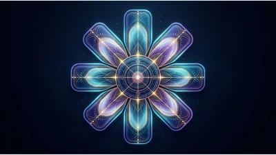 Glowing Geometric Mandala Flower With Intricate Light Patterns