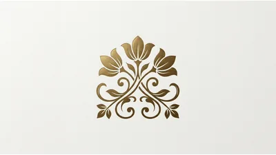 Elegant Gold Floral Ornament On Textured White Background