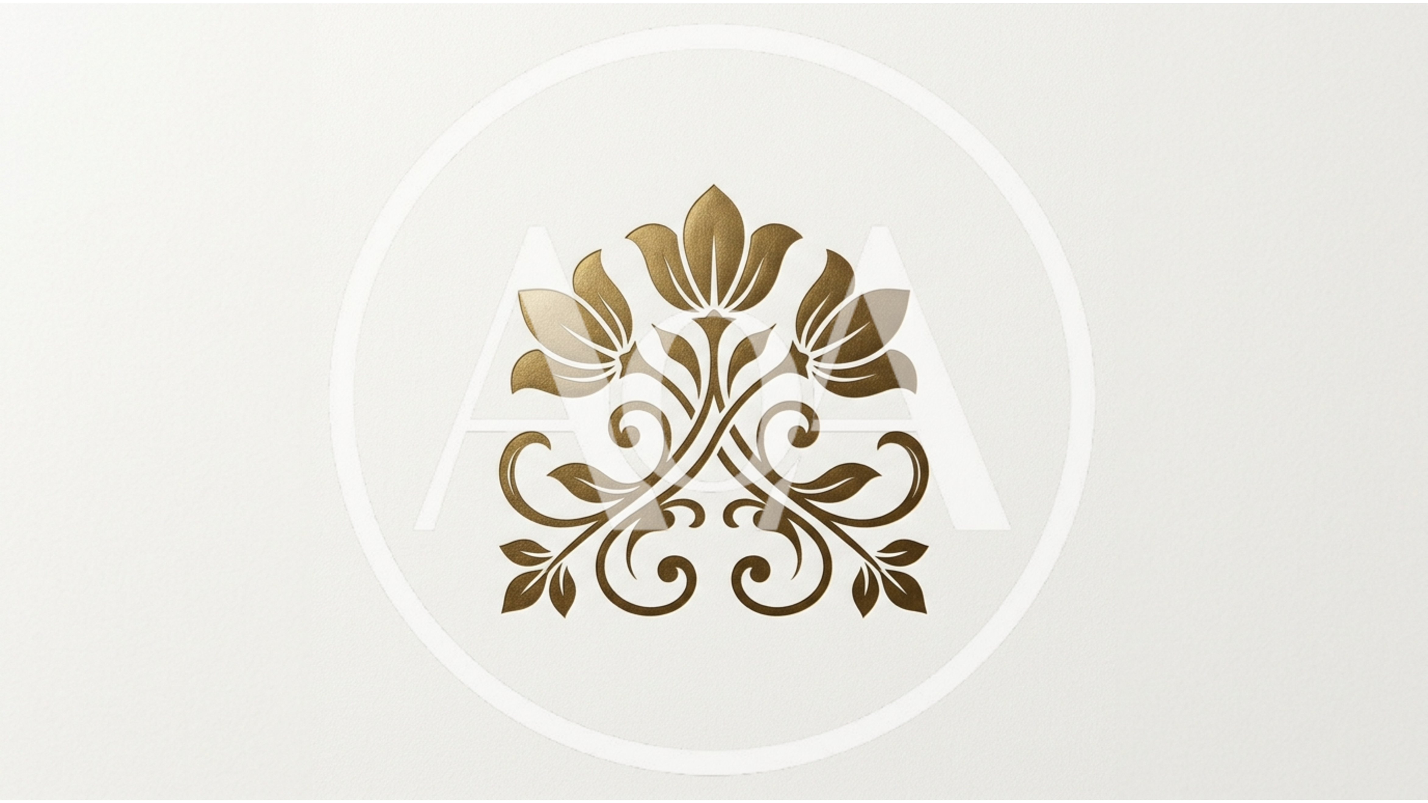 Elegant Gold Floral Ornament On Textured White Background