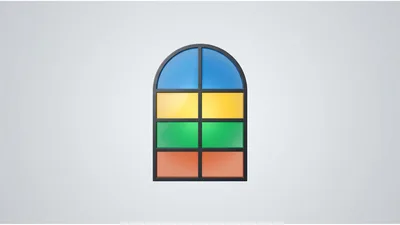 3D Rendered Colorful Arched Window Icon