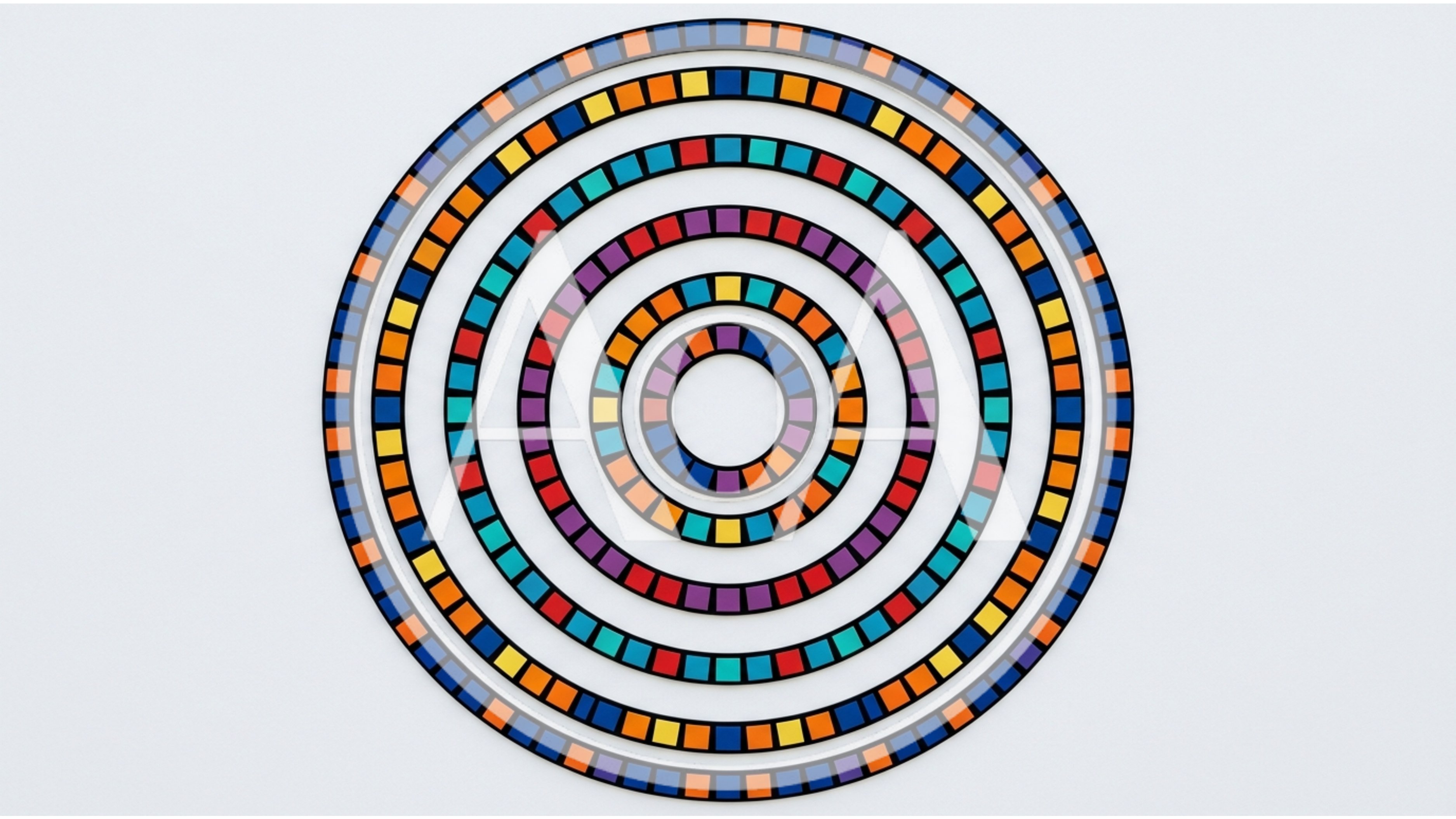 Abstract Concentric Circles With Colorful Geometric Mosaic Tiles