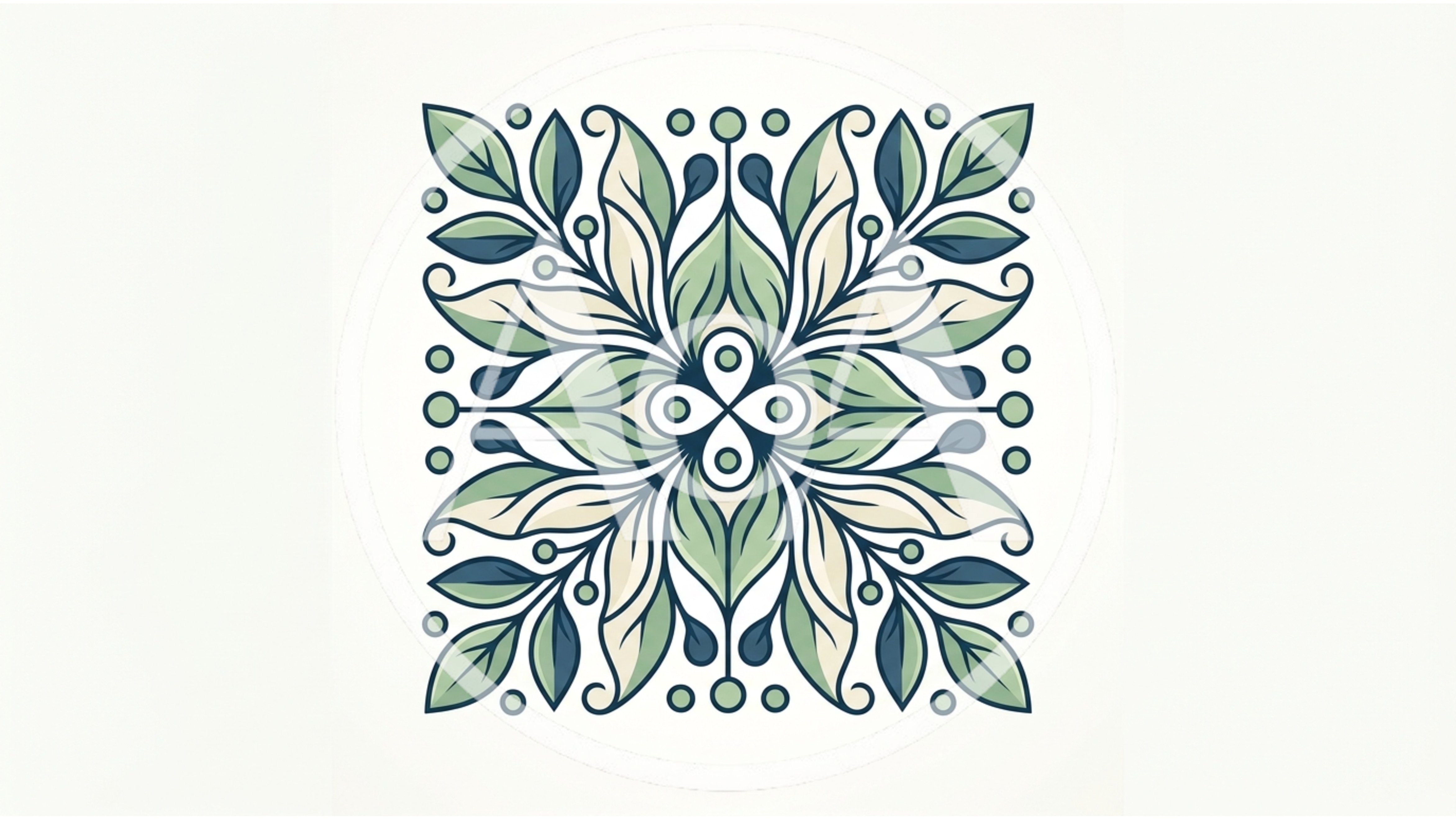 Symmetrical Floral Botanical Ornament Square Tile Design