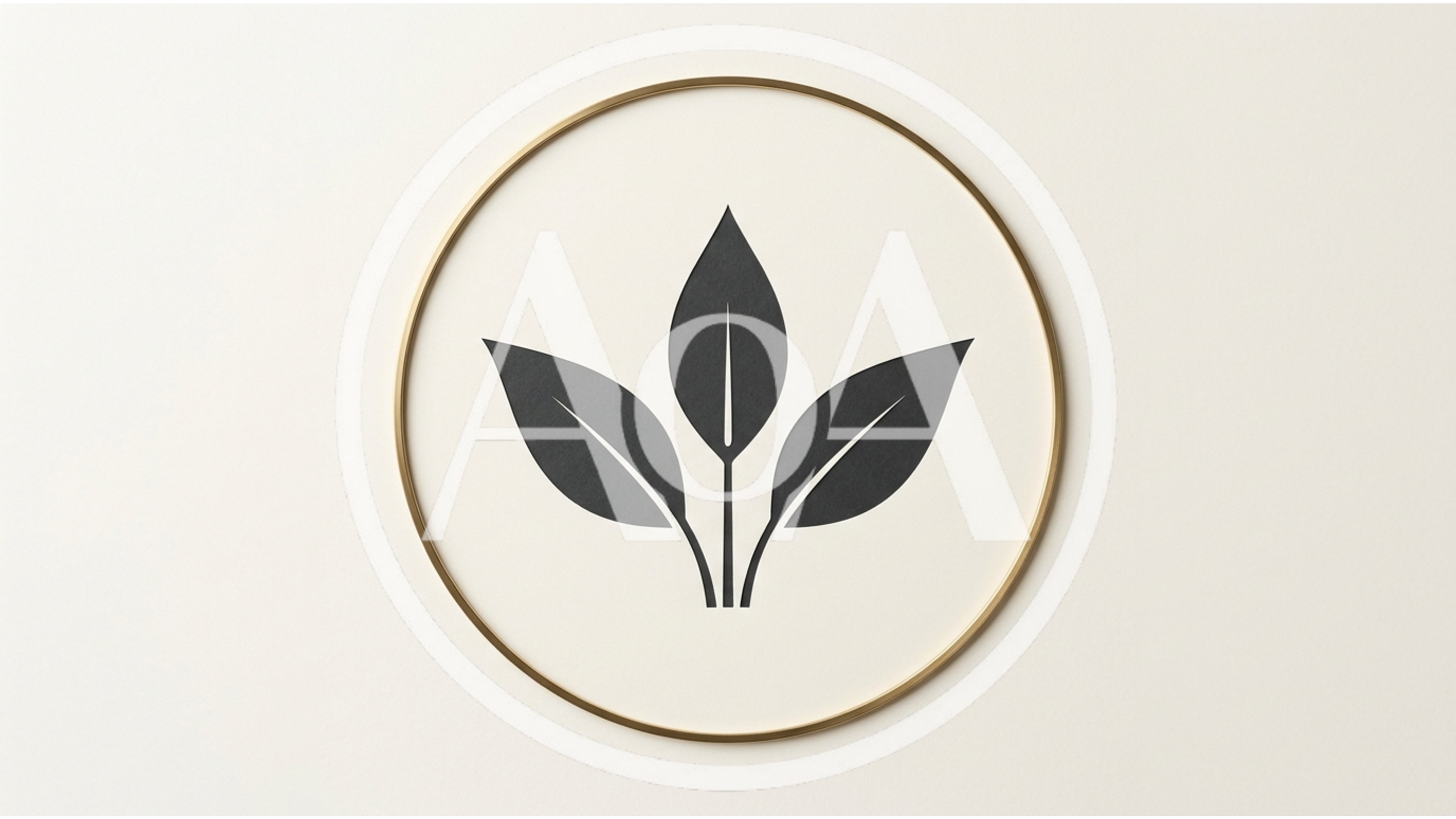 Minimalist Leaf Illustration In A Gold Circular Frame