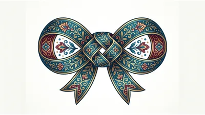 Ornate Decorative Bow With Intricate Floral Patterns