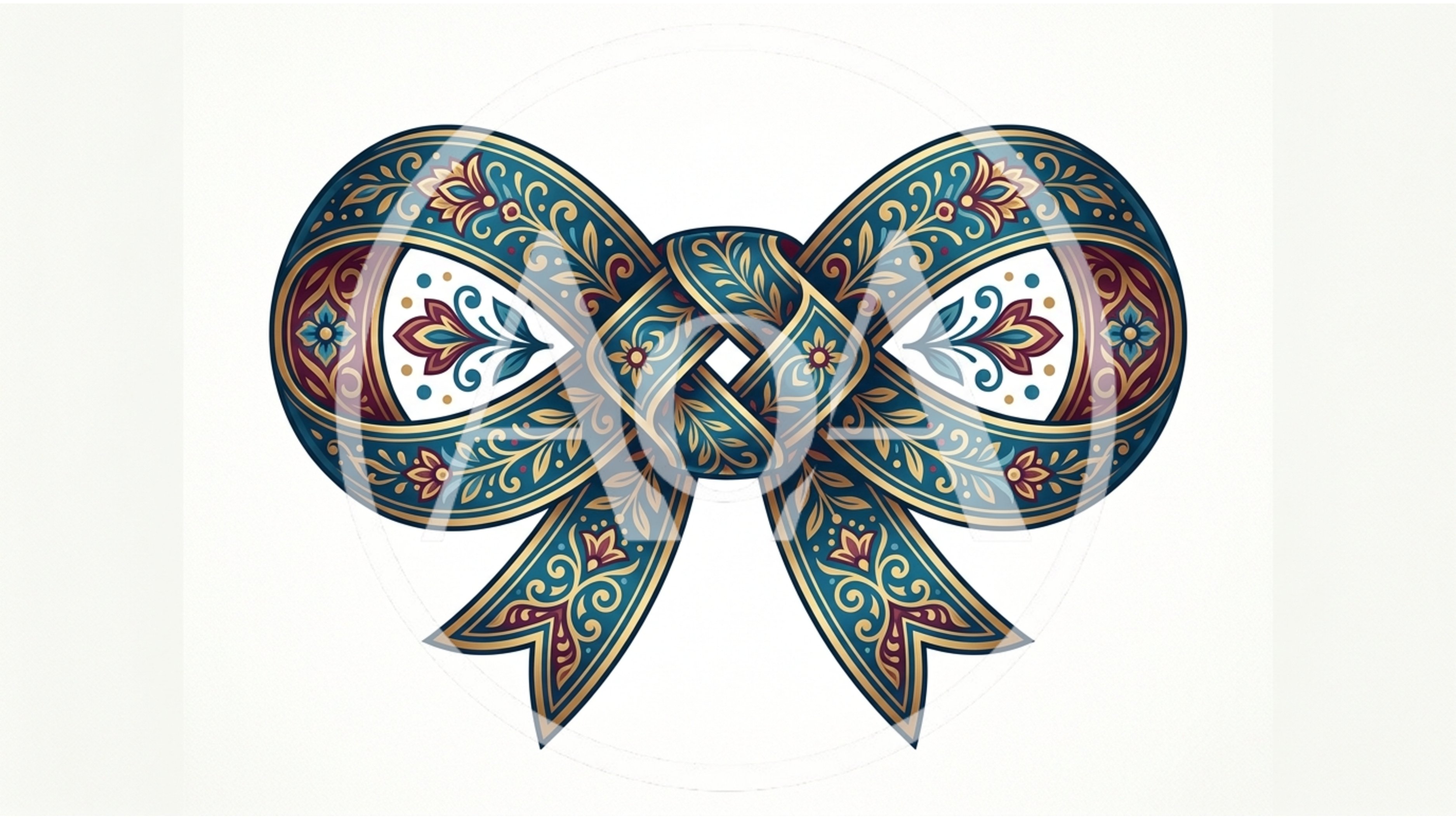 Ornate Decorative Bow With Intricate Floral Patterns