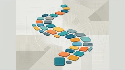 Abstract S-Shaped Path Of Colorful Rounded Rectangles