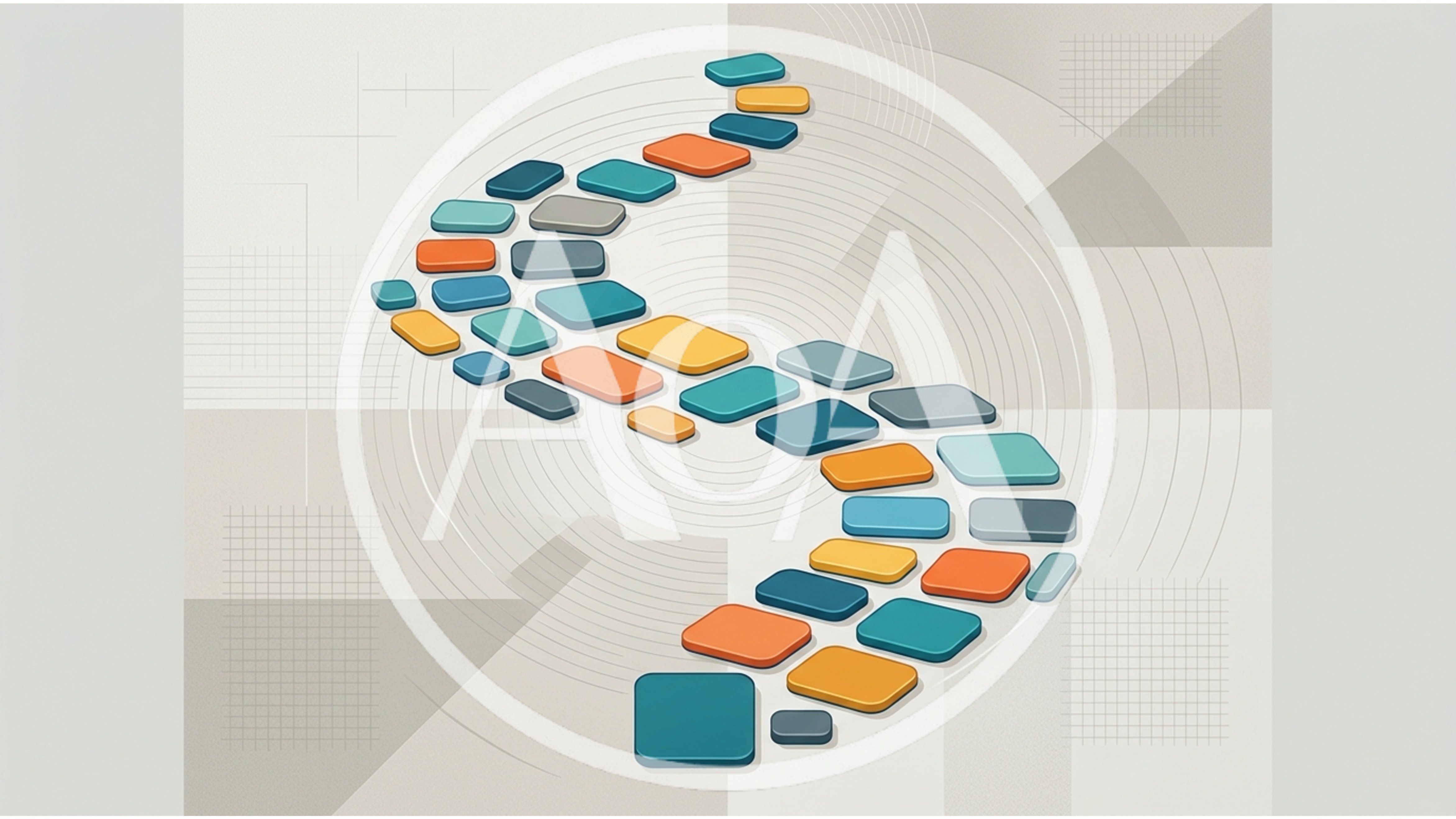 Abstract S-Shaped Path Of Colorful Rounded Rectangles
