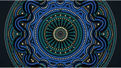 Abstract Circular Mandala Pattern With Glowing Dots