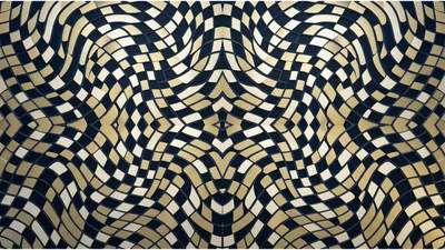 Abstract Golden Geometric Wavy Grid Pattern Background