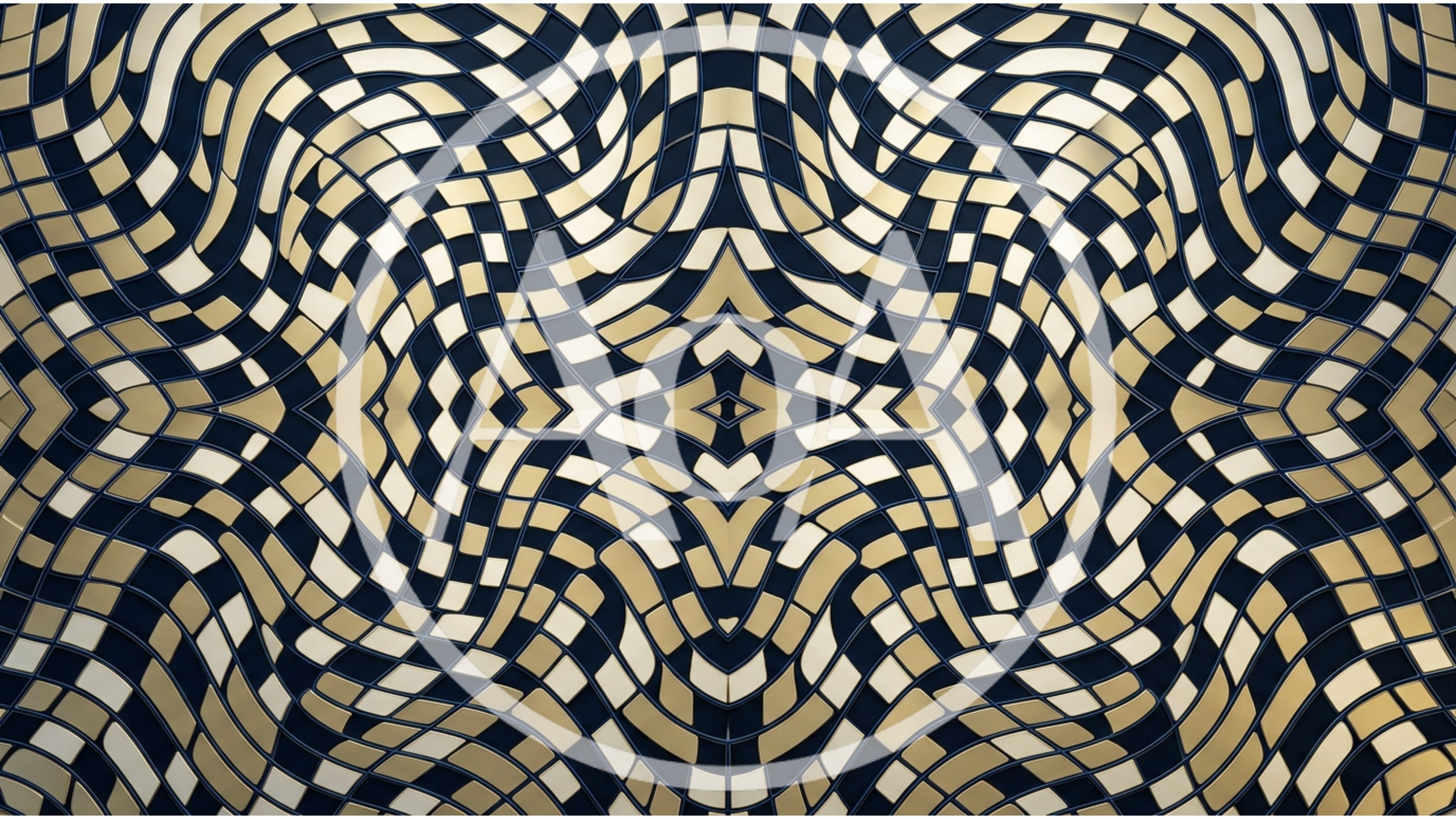 Abstract Golden Geometric Wavy Grid Pattern Background