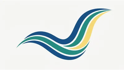 Abstract Wavy Graphic Design With Blue Green And Yellow
