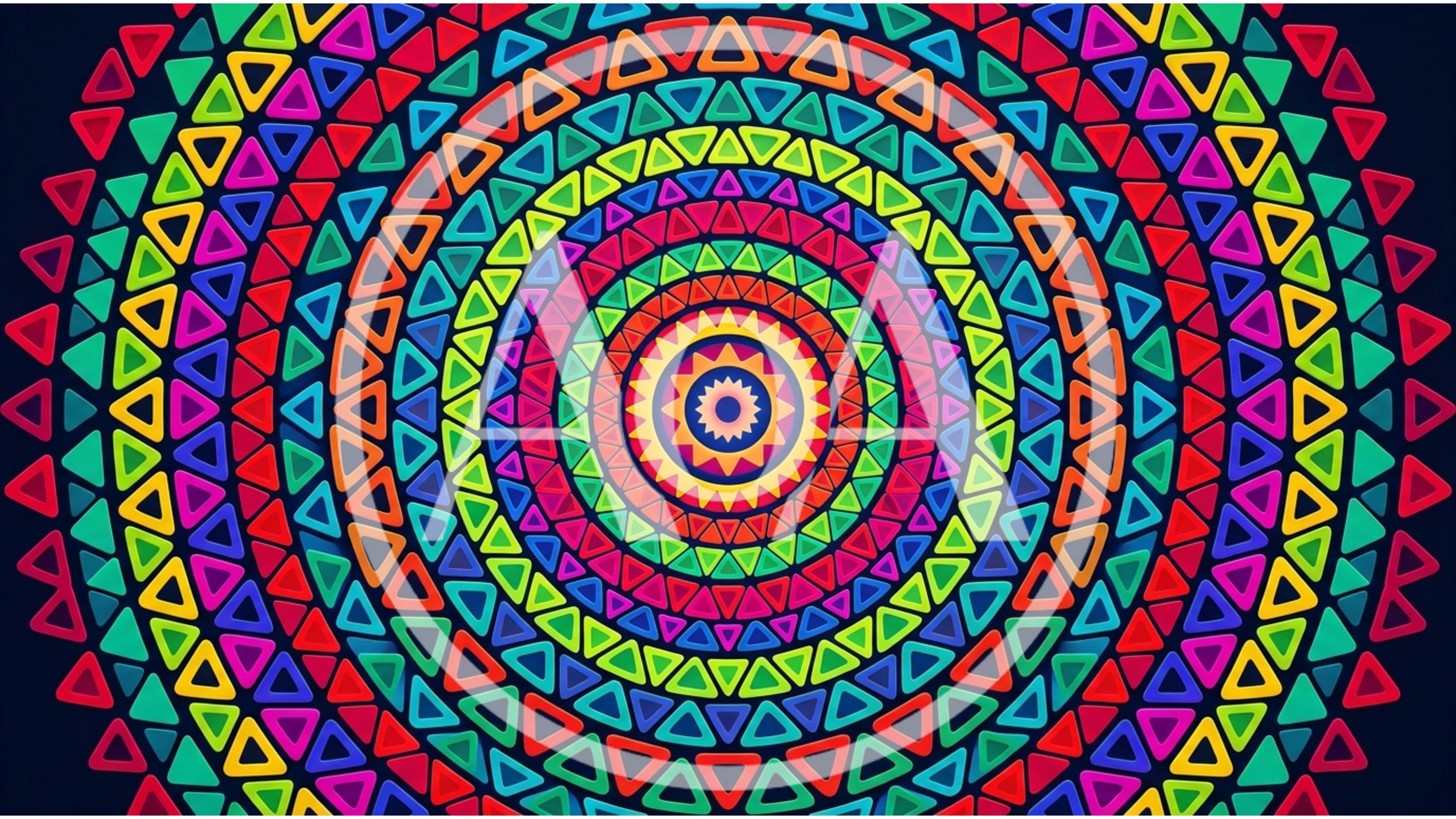 Colorful Geometric Mandala Pattern With Rotating Triangles