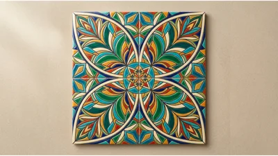 Decorative Ceramic Tile Pattern With Floral Motifs