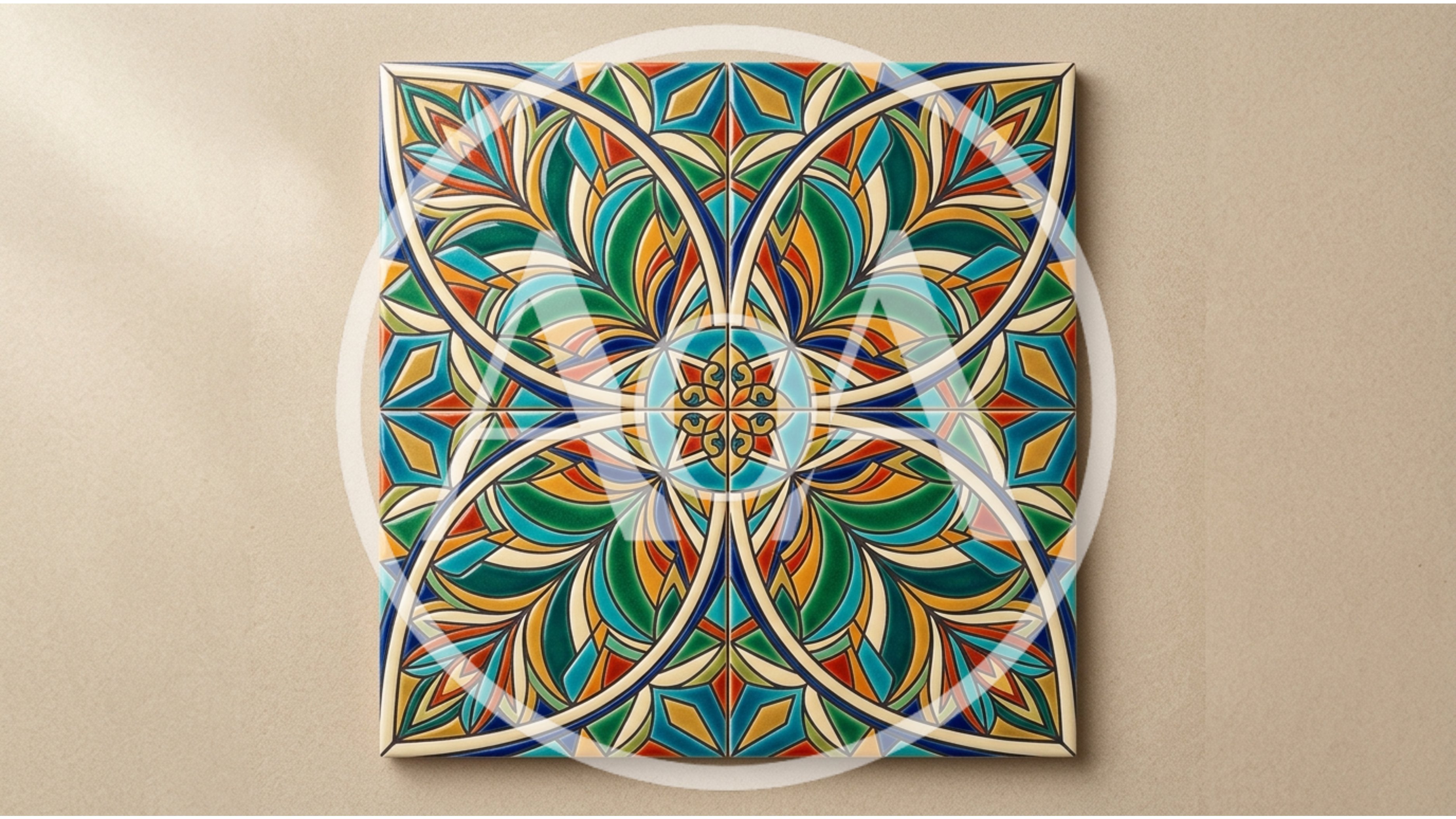 Decorative Ceramic Tile Pattern With Floral Motifs