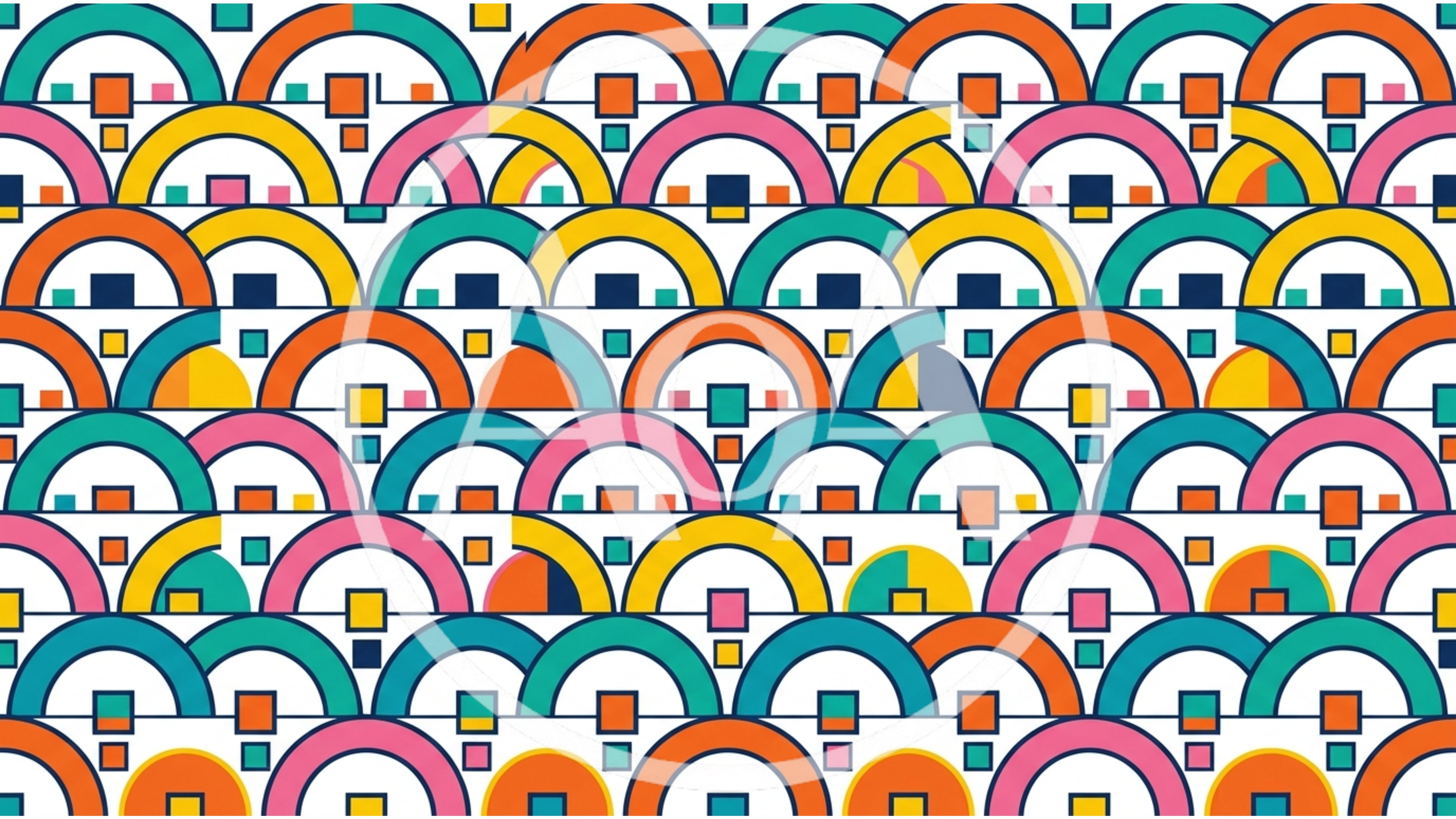 Geometric Pattern With Colorful Arcs And Squares