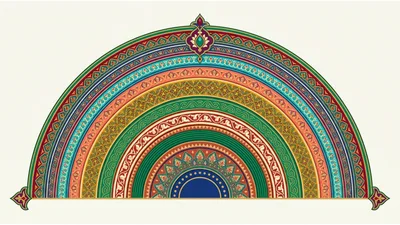 Symmetrical Islamic Art Pattern Semi Circle Design