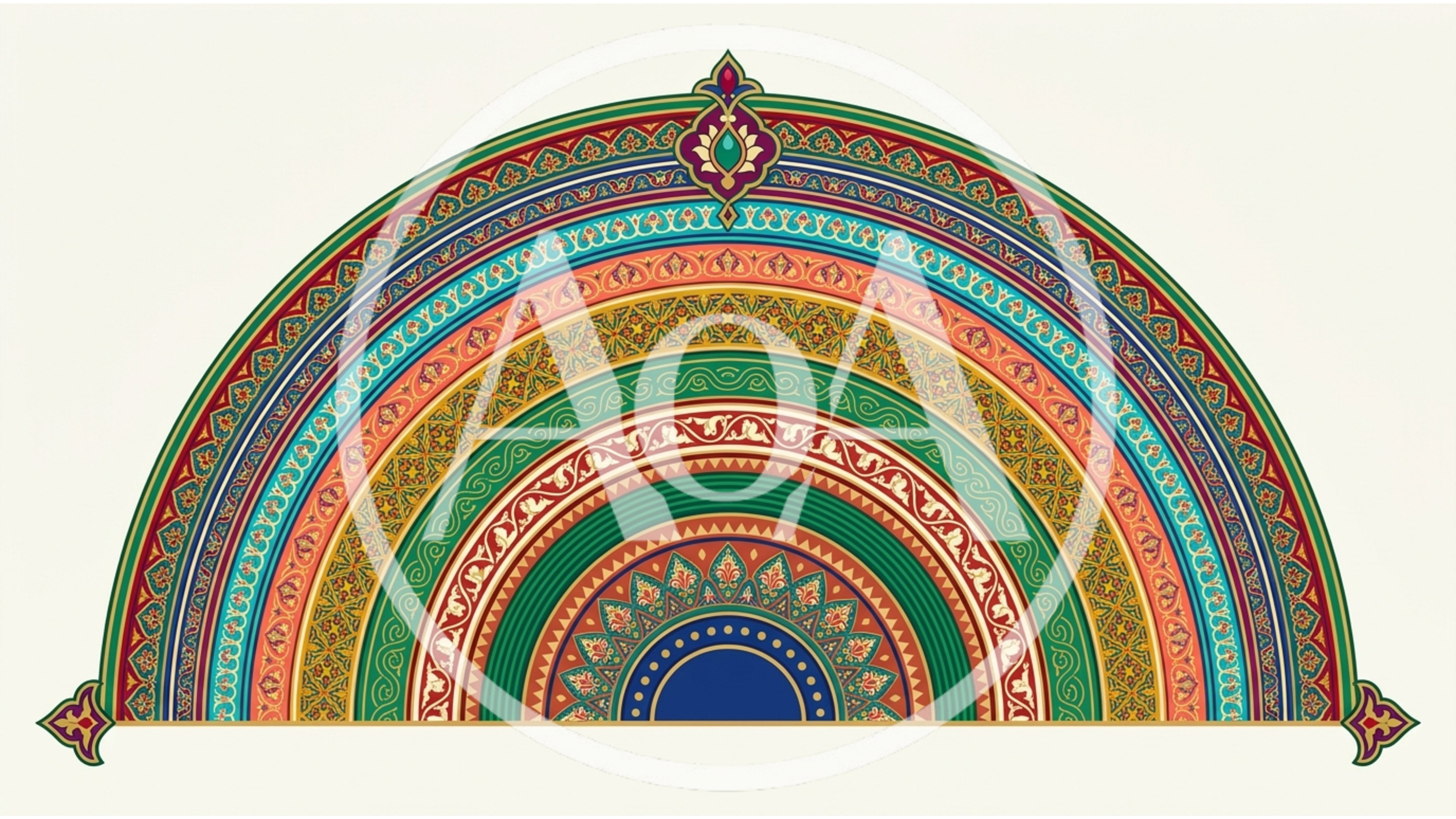 Symmetrical Islamic Art Pattern Semi Circle Design