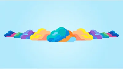 Colorful Abstract Clouds Illustration On Light Blue Background