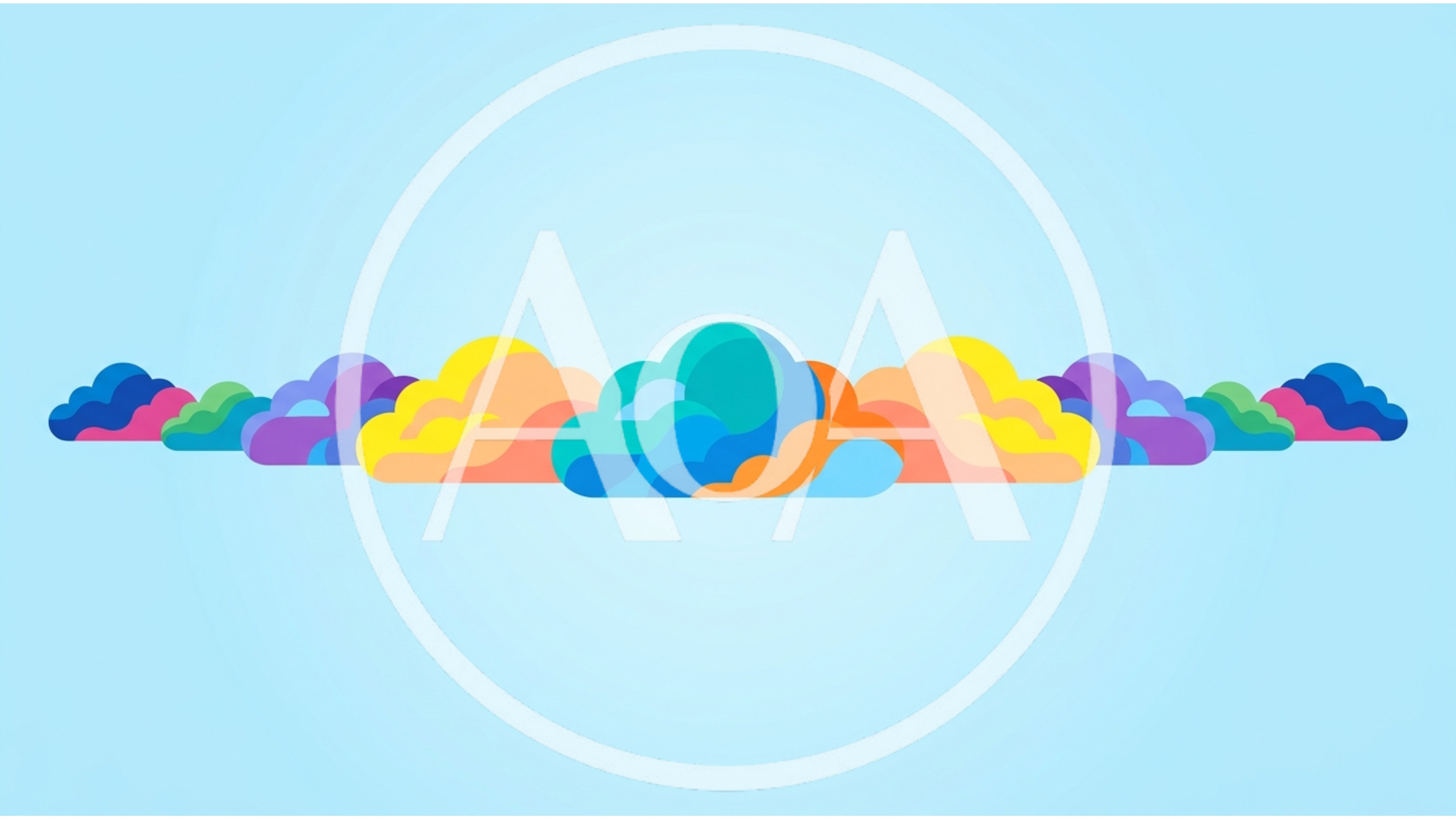 Colorful Abstract Clouds Illustration On Light Blue Background
