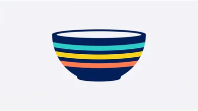 Minimalist Graphic Illustration Of A Striped Bowl
