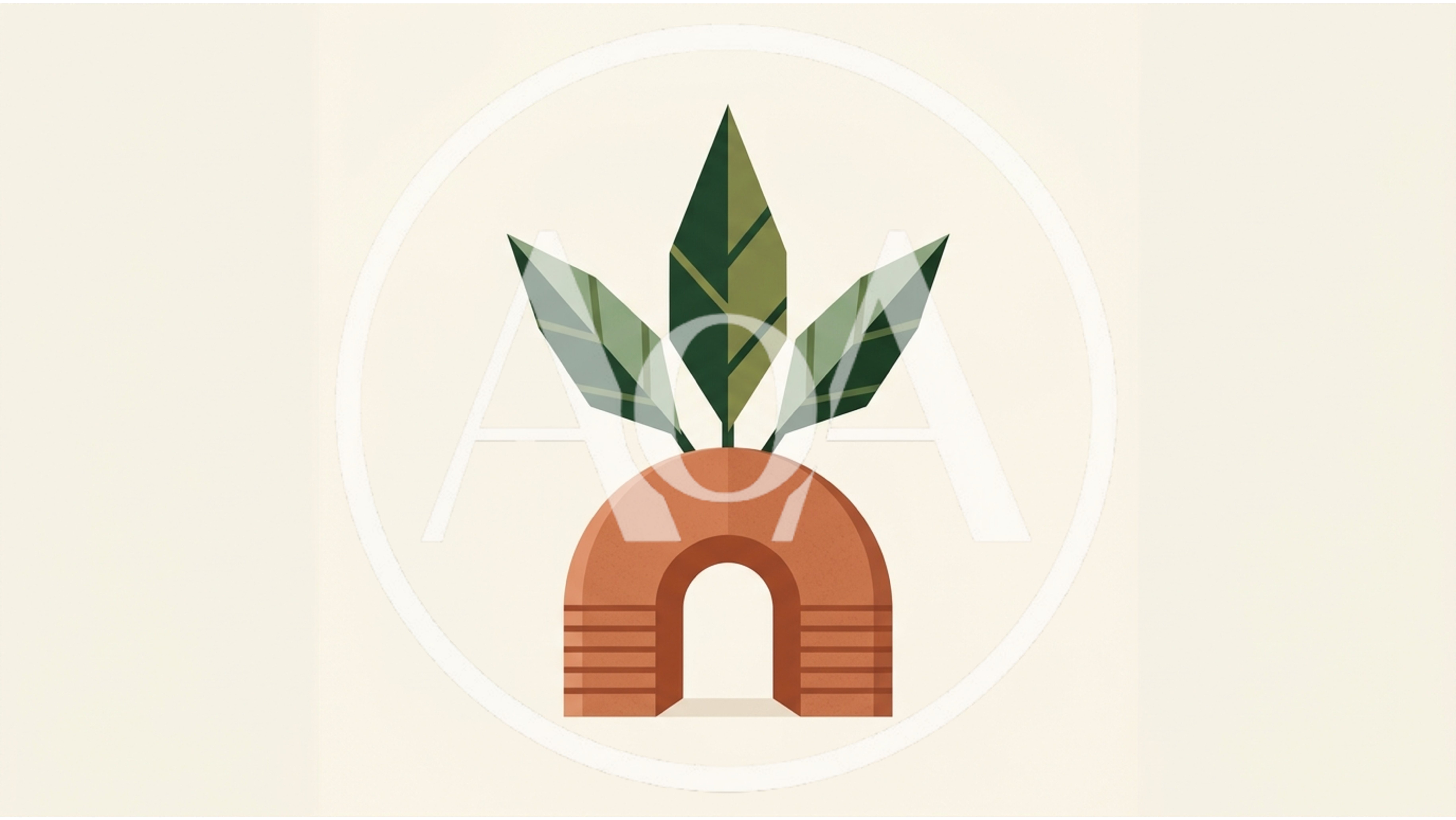 Minimalist Illustration Of A Potted Plant Archway