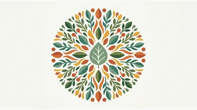 Symmetrical Floral Mandala Pattern With Autumnal Leaf Motifs