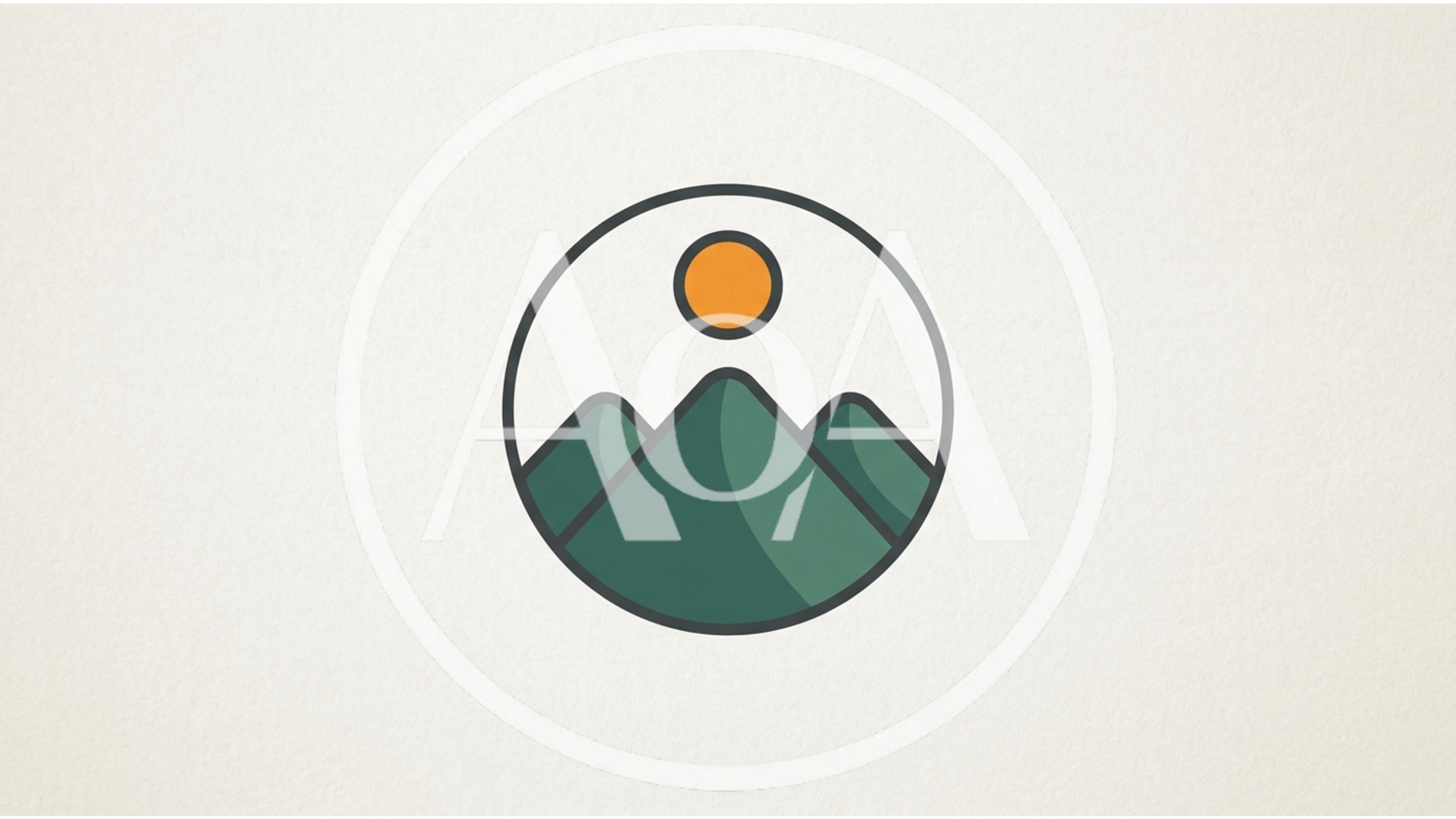 Minimalist Mountain Landscape Icon With Sun