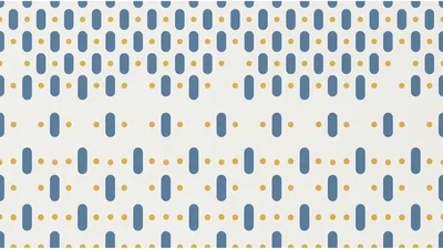 Minimalist Geometric Pattern With Blue Capsules And Yellow Dots