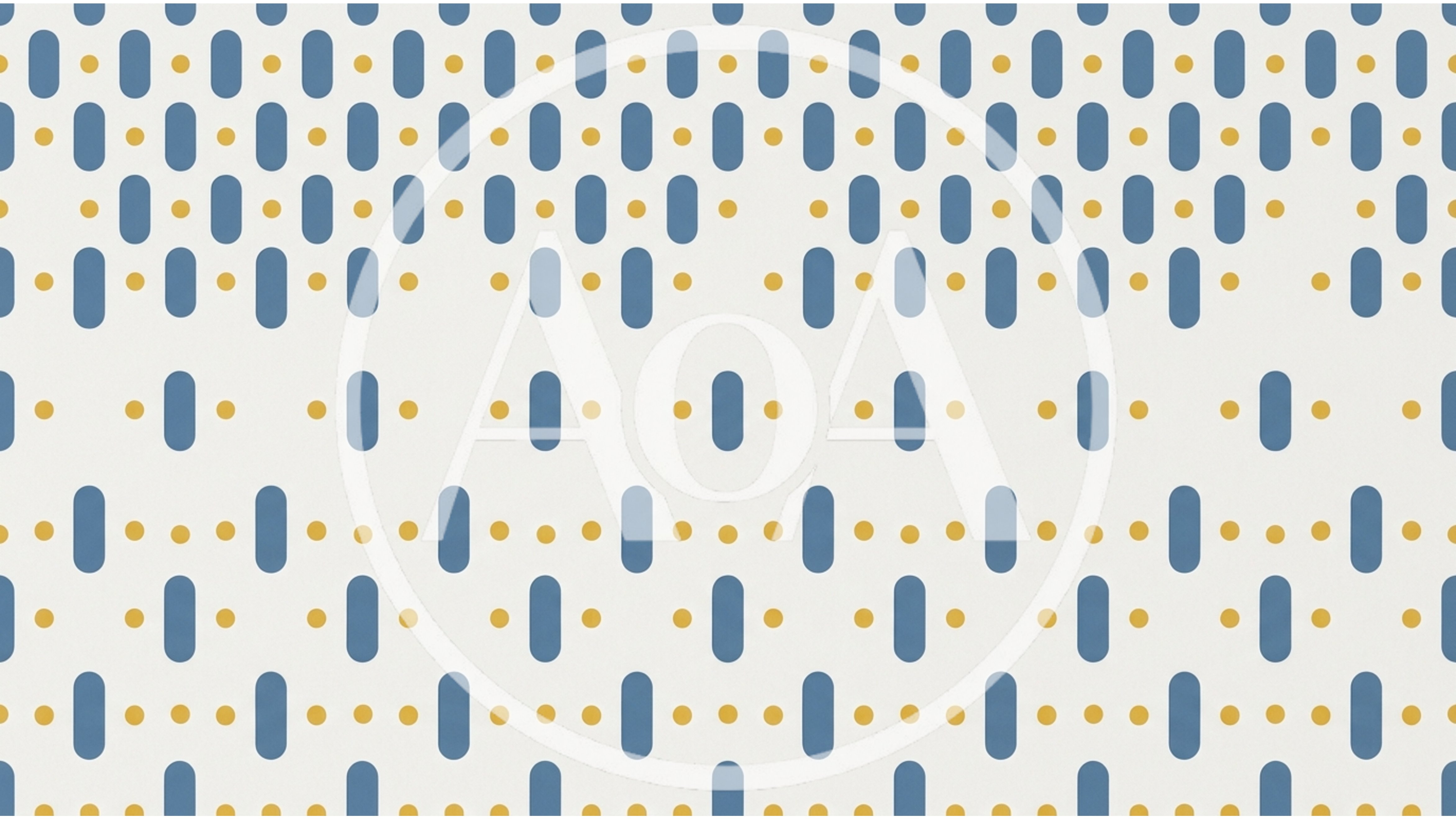Minimalist Geometric Pattern With Blue Capsules And Yellow Dots
