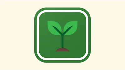 Minimalist Green Sprout Icon On Square Background