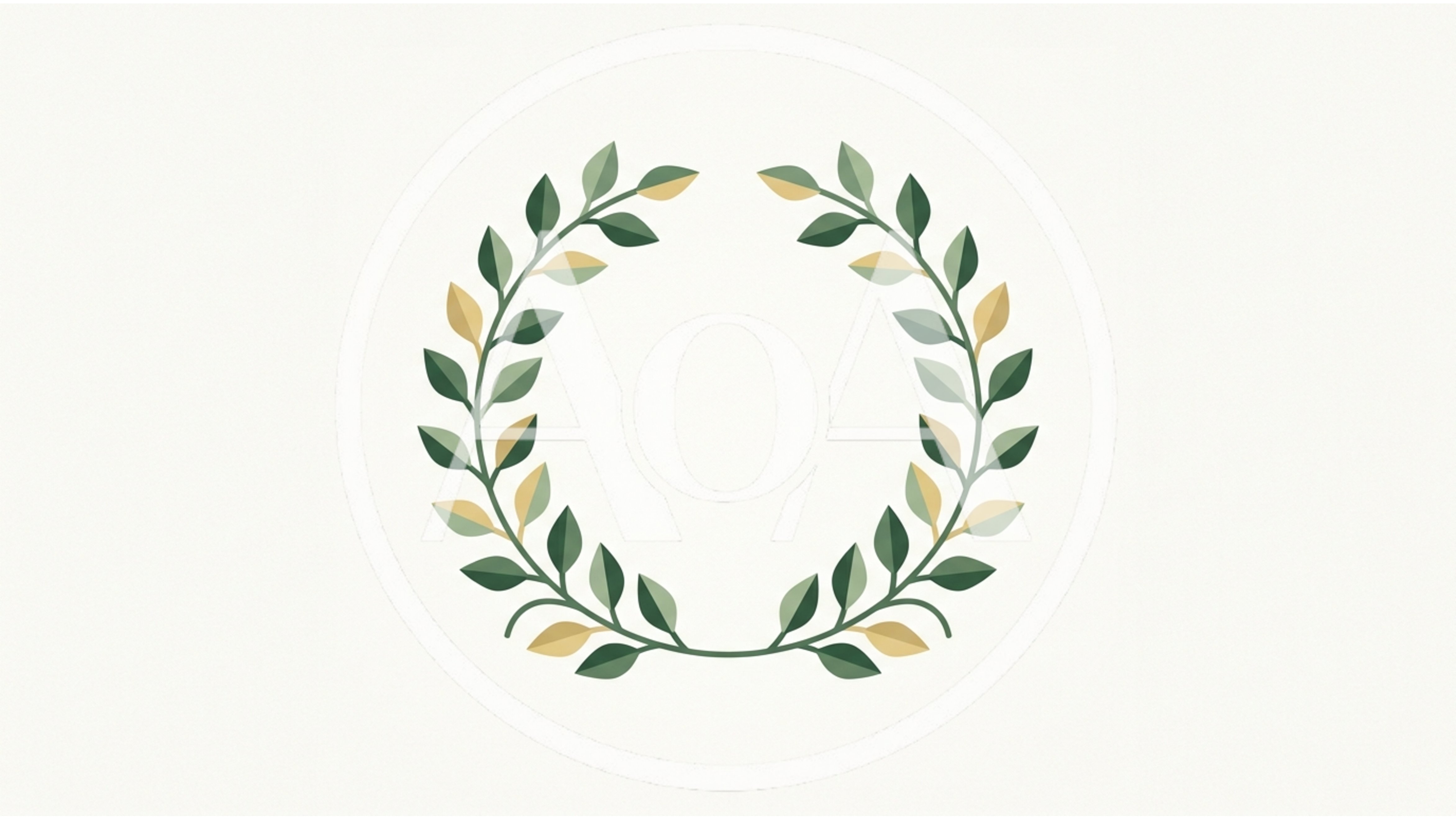 Minimalist Green And Gold Laurel Wreath Illustration