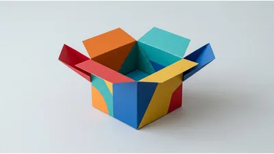 Colorful Paper Box With Open Flaps